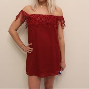 Off the Shoulder Maroon Dress
